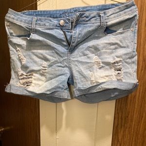 Low rise denim mini shorts